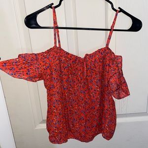 Red strapped floral crop top